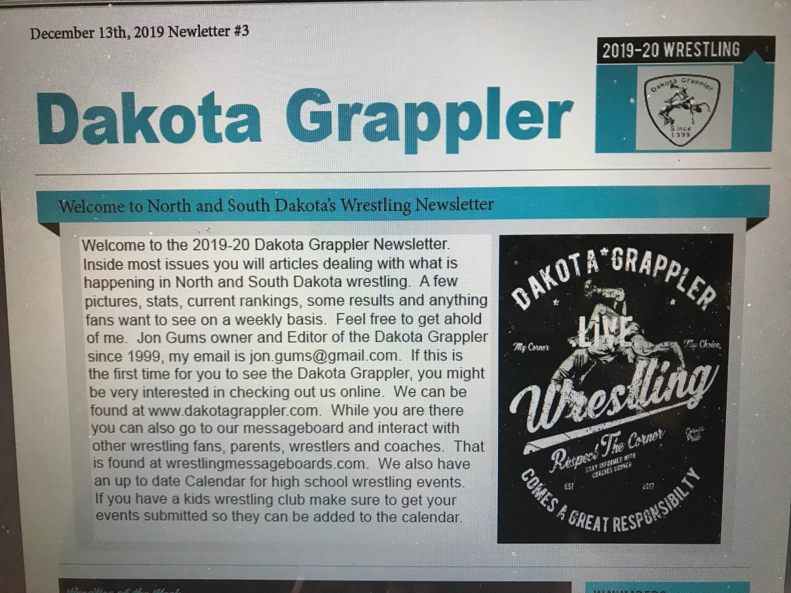 Dakota Grappler Newsletter #3