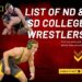 Where are SD and ND wrestlers wrestling in College?