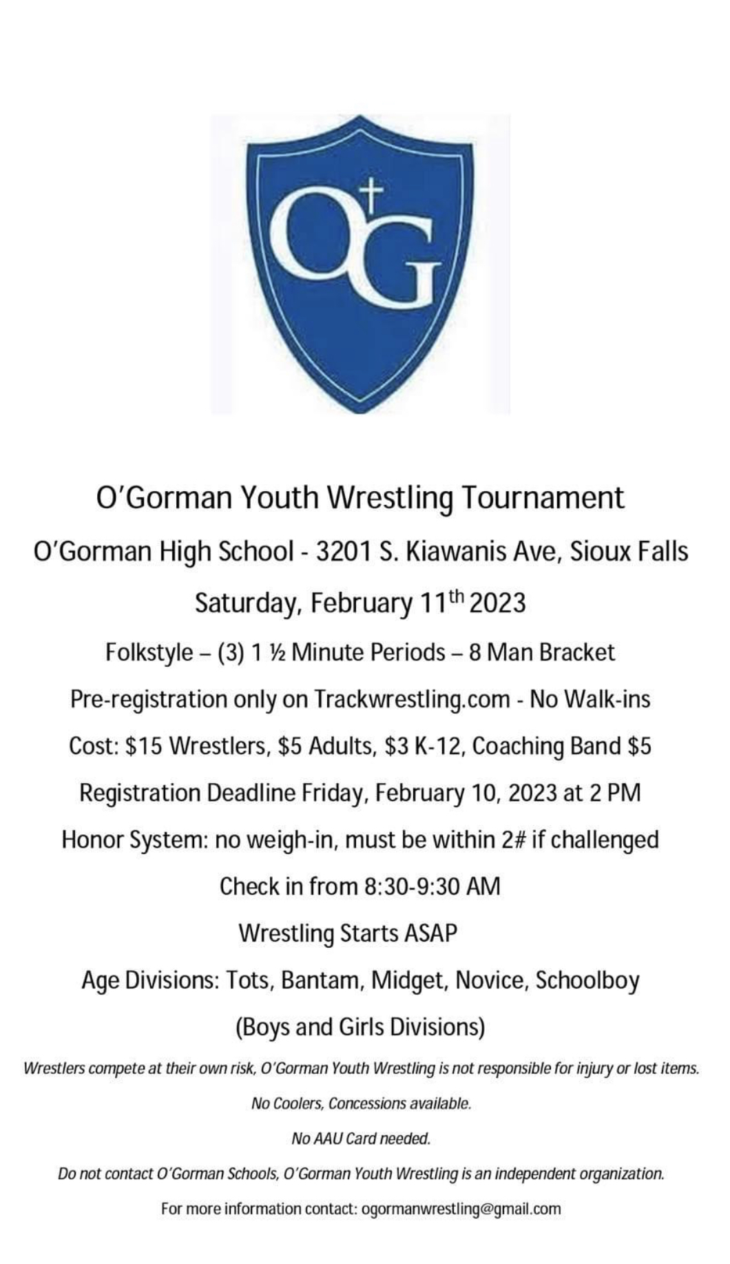 OG youth wrestling. Feb 11. Pre-reg required – Forum – DAKOTAGRAPPLER